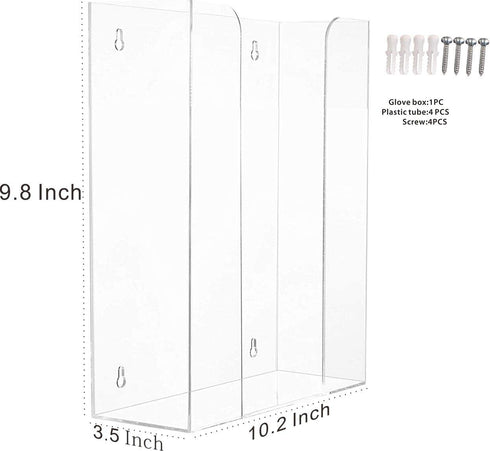 Cq acrylic Clear Mask Dispenser Wall Floating Glove Rack and Glove Box Dispenser Holder 10.2”x9.8”x3.5” Pack of 1