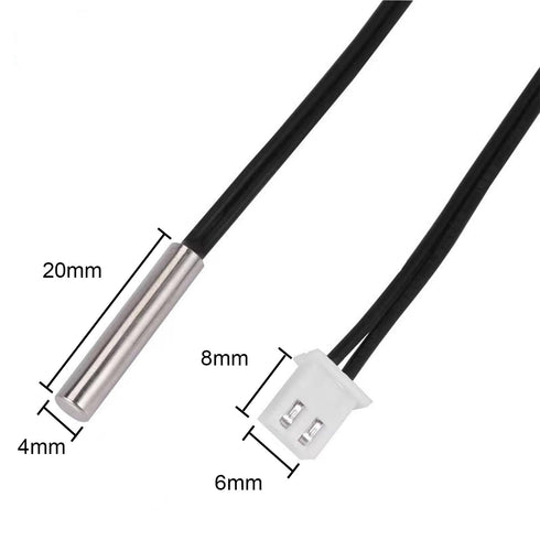 Lmuwecno 10K B3435 2 XH2.54 NTC Thermistor Temperature Sensor Probe, Waterproof Temp Sensor with Stainless Steel