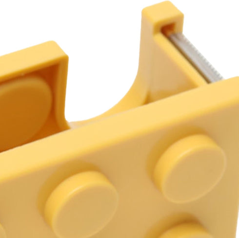 Cute Building Block Shape Tape Dispenser 10.7 x 5.2 x 4cm Plastic Stackable Label Roll Holder for School Office (Yellow)