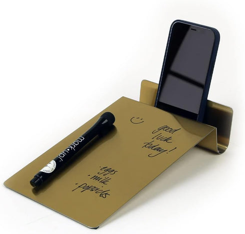 Three by Three Seattle Desktop to-Do Board, 5.5 x 9 Inch Organizer, Includes 4 Markers - Golden Board