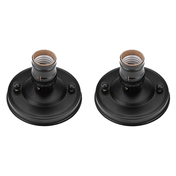 2pcs E26/E27 Vintage Industrial Ceiling Light Socket, Metal Close to Ceiling Fixture
