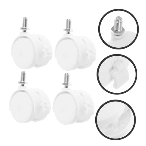 4pcs Cabilock Locking Caster Wheels with Brake for Furniture White Swivel Replacement Casters for Office Chairs Desks