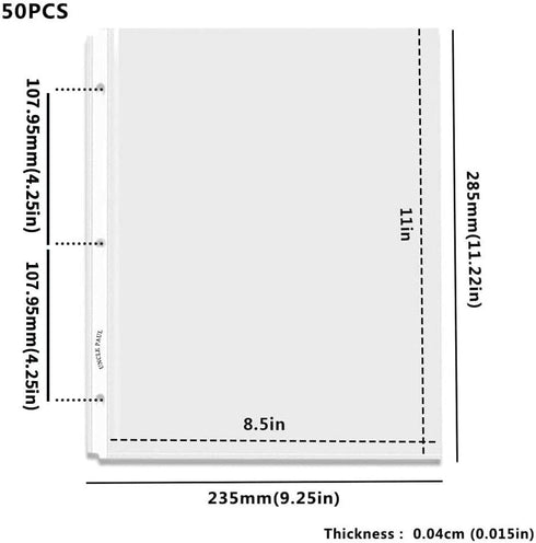 Sheet Protectors - 50 Sheets 4 mils Strong Extra Heavyweight Clear Top Load 8.5 x 11 Inch for 3 Ring Binder