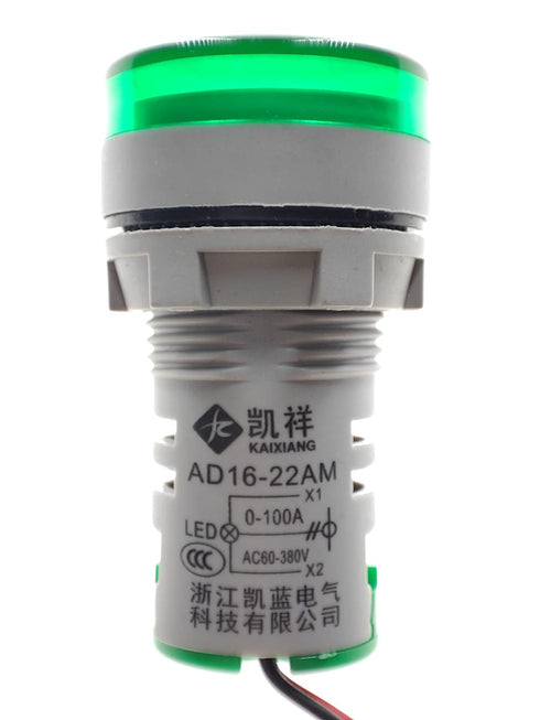 3pcs Digital Display AC Current Indicator, 22mm Round Head LED Current Tester 0~100A Ammeter Monitor in Green, Red,