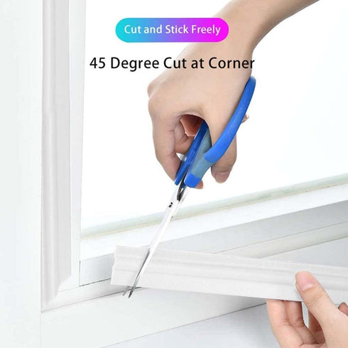 118 Inch Self Adhesive Window Draft Stopper Foam Seal Strip, Door Side Weather Stripping, Soundproof Insulation (White,