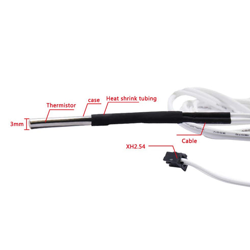 WINSINN HT-NTC100K Thermistor Sensor, Ender 3 v2 Upgrade 3x15 3950 XH2.54 2Pin, Compatible with Ender 3 5 Pro CR6 CR10 Series 3D Printer Hotend (Pack of 5Pcs)