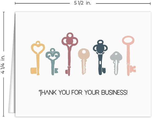 50 4 1/4" 5 1/2" SBLABELS House Key Thank You For Your Business Cards / Home Key Gratitude Note Cards With White