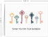 50 4 1/4" 5 1/2" SBLABELS House Key Thank You For Your Business Cards / Home Key Gratitude Note Cards With White