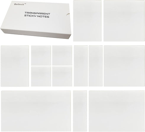 Transparent Sticky Notes 650 Sheets, Clear See Through Invisible Translucent Sticky Notes for School Office