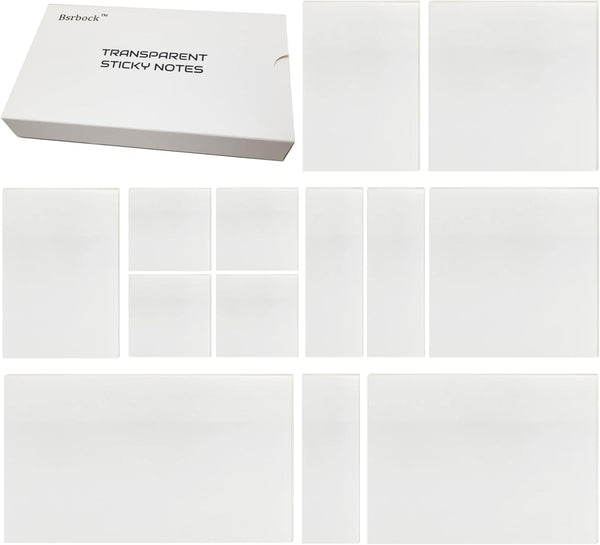 Transparent Sticky Notes 650 Sheets, Clear See Through Invisible Translucent Sticky Notes for School Office