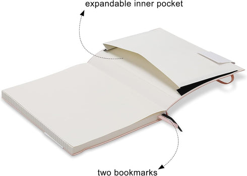 B5 College Ruled Notebooks, 2 Pack, 376 Numbered Pages, 100gsm Thick Lined Paper, Soft PU Leather Cover