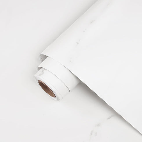 Matte Marble Contact Paper for Countertop Peel and Stick 15.8''x78.7'' Waterproof White for Cabinets, Backsplash