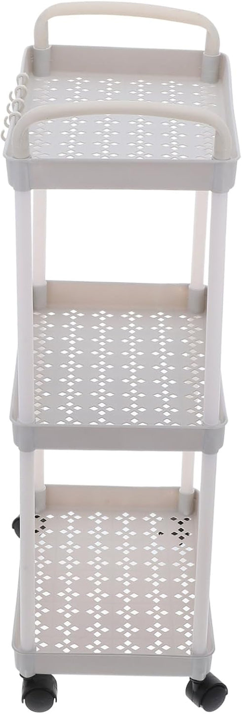 TEHAUX Three-Layer Storage Rack Kitchen Gadget Utility Cart Wheels Rolling Cart for Kitchen Utensil Organizer Sturdy