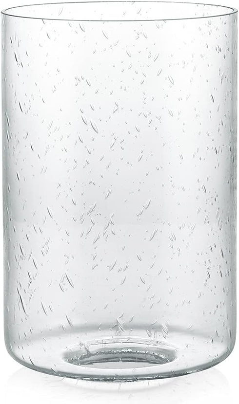 Skelang Seeded Lip-less Glass Lamp Shade, Cylindrical Light Cover with Fitter Opening, Replacement