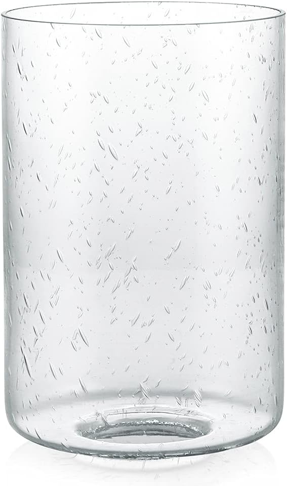 Skelang Seeded Lip-less Glass Lamp Shade, Cylindrical Light Cover with Fitter Opening, Replacement
