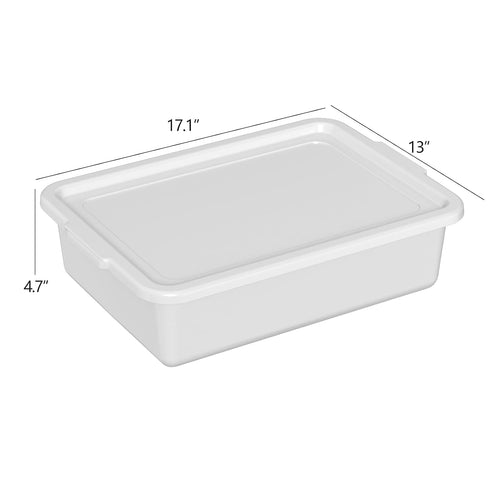 Drephia 3 Packs 15 Commercial L Plastic Bus Box with Lids, Dish Tub, Food Service Bus Tote, Restaurant, Gray