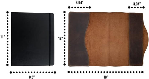 Hide & Drink Journal Cover for Moleskine Hard Cover Sketchbook XXL Size 8.5 x 11 in., Full Grain Leather, Bourbon Brown