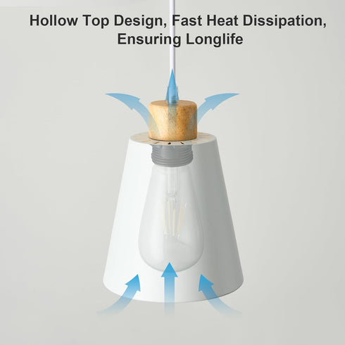 7.87in Counter, Mini Pendant Light Fixtures White Wood Pendant Lighting for Kitchen Island Cone Modern Ceiling Hanging