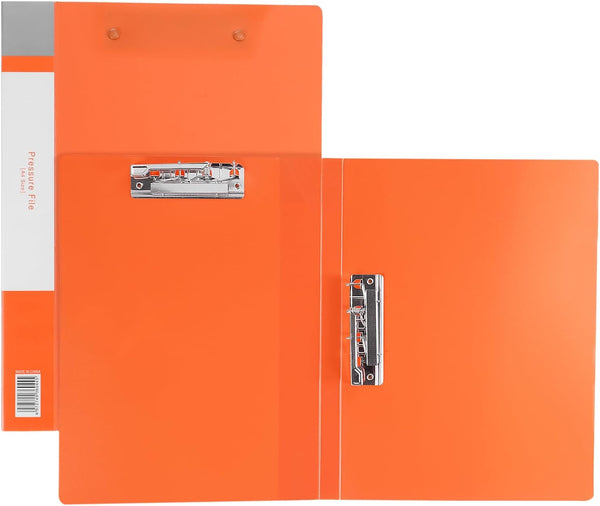 PATIKIL 9.3x12.2" Punchless Binder Clamp, 2 Pcs Plastic Clip Binder Without Rings for A4 Size Paper, Orange