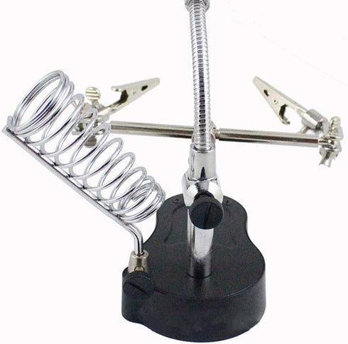 Desk Magnifier Loupe, Tabletop 3.5X 12x 3rd Helping Hand Soldering Tools LED Iron Stand Lens Magnifying Glass with 2 LED Lights, Adjustable Locking Arms with Alligator Clip Jaws by Rongon