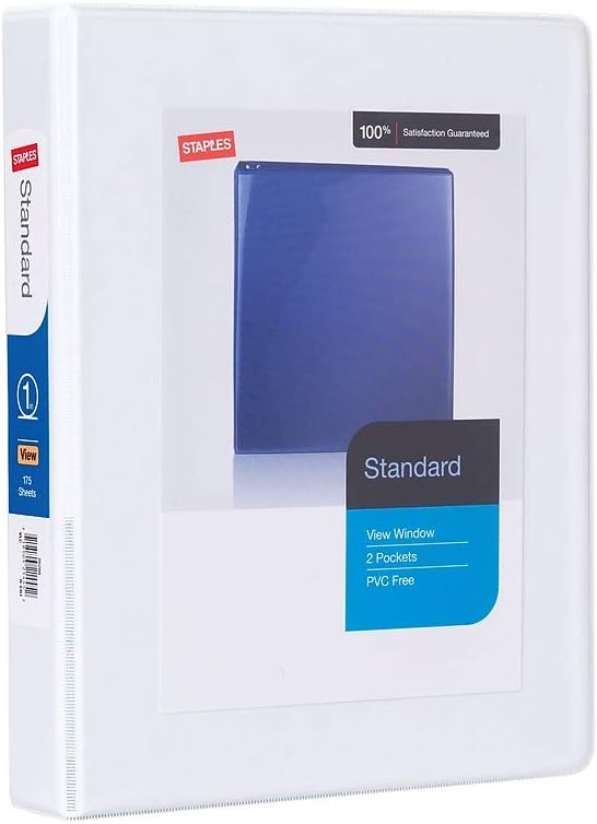 Staples 580931 1-Inch Standard Mini View Binder, 5-1/2-Inch x 8-1/2-Inch, Round Rings, White