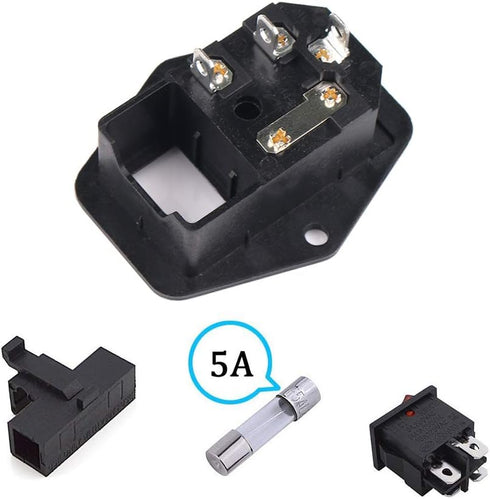 URBEST Inlet Module Plug, 5A Fuse Switch Male Power Socket, 10A 250V, 3 Pin IEC320 C14, 2 Sets