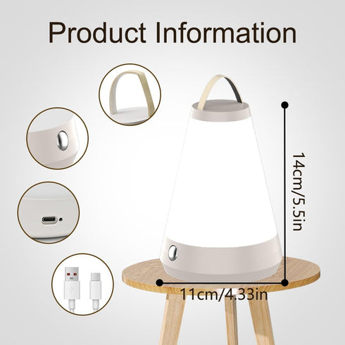 Invaxing 3 8 Dimmable Portable Touch Night Light Lamp for Bedside, Bedroom, Table, Nursing Room, Colors Brightness