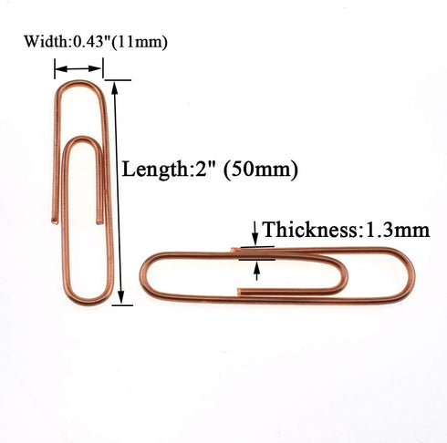 HAHIYO Large Paper Clips, 2 inches Length Rose Gold Vinyl Coated for Bookmarking, 80 Pack