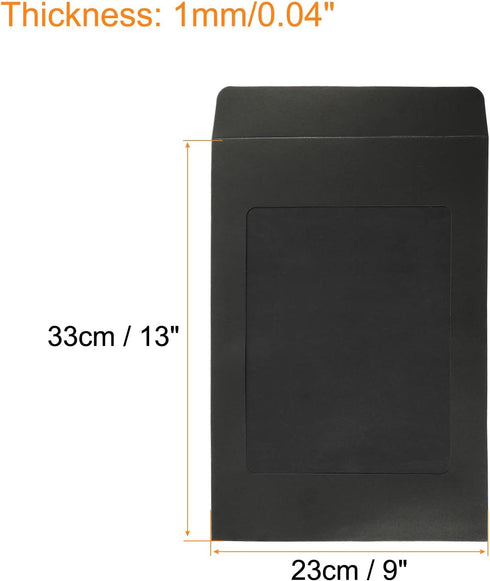 PATIKIL Full Face Window Envelopes 10 Pack A4 Clear Single Sided for Mailing Statement Photos Catalogs, Black by PATIKIL