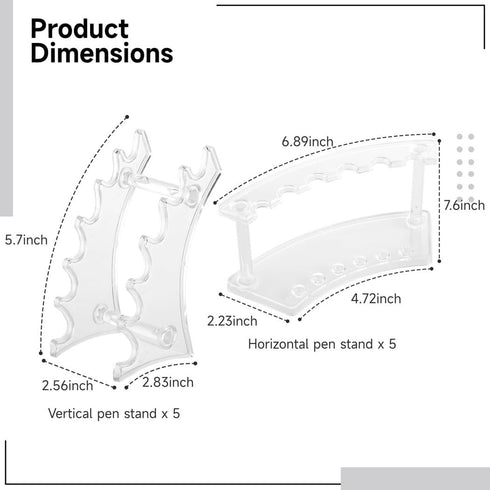 Deskium Set 10 6 Acrylic Pen Stand - Pieces With Slots For Desk, Makeup Brushes, Stationery