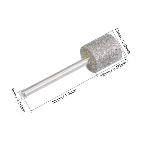 20Pcs Diamond Grinding Bits, Diamond Coated Burr Mounted Point, 12mm Cylinder Head, 1/8 Shank, 45mm Long