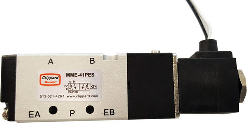Clippard MME-41PES-W110, 1/8" NPT 5 Port 4-Way Single Solenoid Valve, 110VAC
