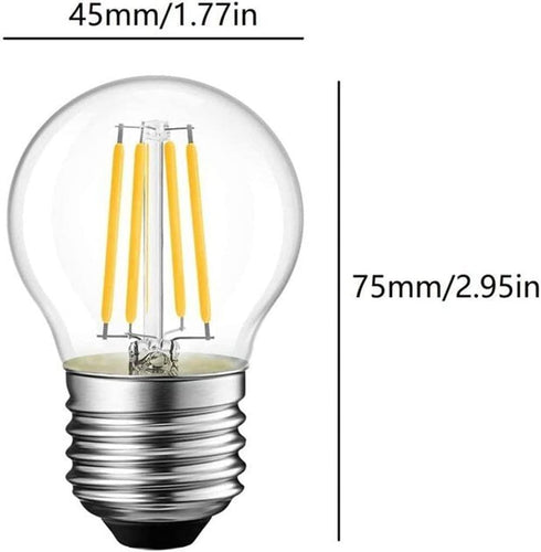 LED Edison Light Bulbs, 4W G45 Non-Dimmable, 2700K Warm White, 40W Equivalent for Tiffany Lamp, Pendant Light, 6 Packs
