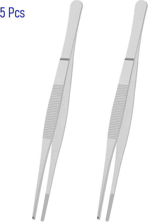 2 PCS 5 Inch Stainless Steel Tweezers with Blunt and Serrated Tips, Multipurpose Tool for Home, Lab, Craft