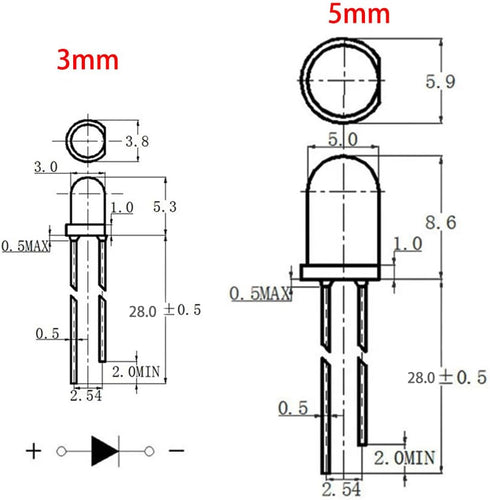 Vrabocry 100 3mm 3V 20mA 29mm Bulb pcs Warm White LED Diode Lights Clear Round Transparent DC Long Lead Lighting Lamps