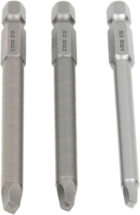 9pcs(3 Sets) 1/4 Inch Hex Shank Magnetic Square Head Screwdriver Bits Set Power Tools Electric Screw Driver Kit SQ1, SQ2, SQ3, 3.93in/100mm Length by Bestgle