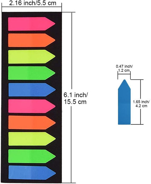 Morepack 2000 Count Neon Color Tape Flag - Page Markers, Index Tab Flags, Sticker Notes, 10 Pack