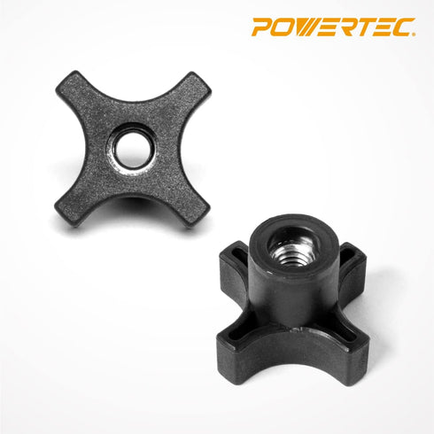 POWERTEC 5/16"-18 4 Point Knobs, 5 Pack, Clamping Knobs with Steel Insert for T Track Bolts