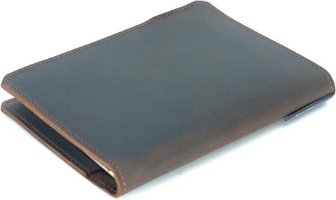 Leather Cover for Rite in the Rain & Rocketbook Mini Notebooks, Top Bound Spiral Notebook Holder, Darkbrown
