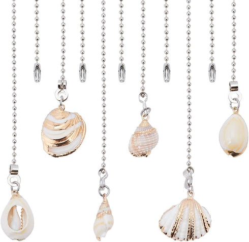 CRASPIRE 6 Style Seashell Ceiling Fan Pull Chain Extender Charm Pendant Ocean