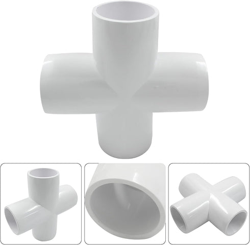 Piutouyar 4 1" Elbow 4 Elbow Pcs Cross PVC Pipe Fitting, Way Furniture Grade Pipe Connector PVC Fitting Pipe Corner