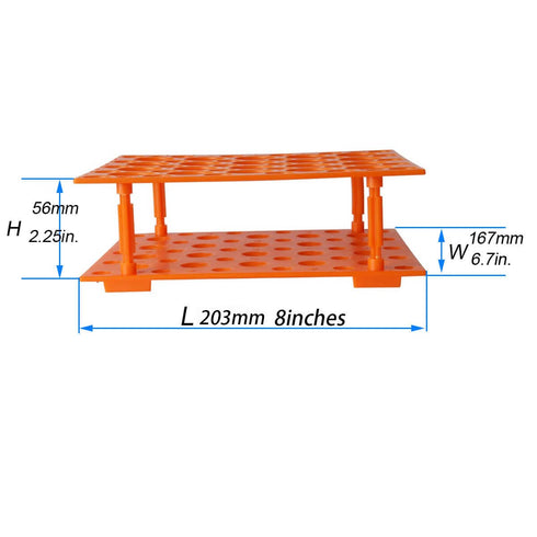 50-Holes Centrifuge Tube Rack - Detachable Lab Test Tube Holder Rack for 10ml/15ml/50ml(2 Racks Orange)