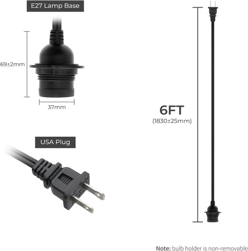 6 E26/E27 IP44 FIRMERST FT Hanging Lantern Pendant Light Cord with Socket, Waterproof, Ideal for Indoor/Outdoor Use