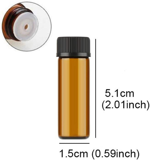 Elfenstall 50PCS 5ML Amber Glass Bottles with Orifice Reducer and Screw Cap for Essential Oil