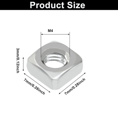 Waziaqoc 100 304 M4 PCS Stainless Steel Square Nuts