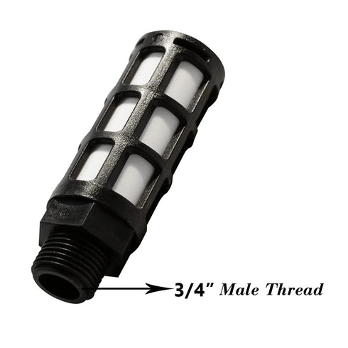 Quickun Plastic Exhaust Air Silencer, 3/4" Air Line Pneumatic Muffler, Black Air Compressor Fitting (Pack of 2)