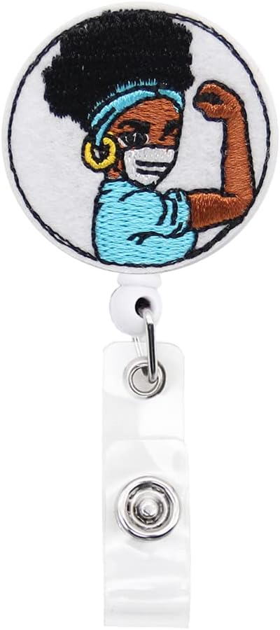 Black Nurse Power Badge Holder | Black Girl Magic Retractable Name Card Clip for Girl Power