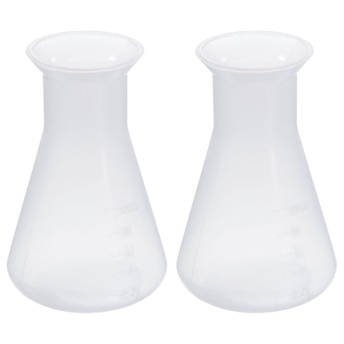 PATIKIL 100ml Plastic Erlenmeyer Flask - 2 Pack Wide Mouth Conical Flask for Laboratory, Clear