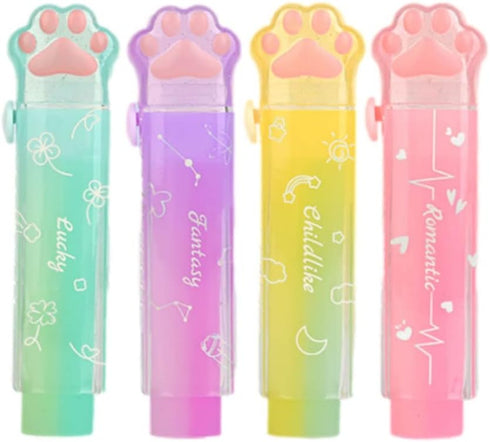 Retractable Pencil Eraser, Cute Gradient Jelly Eraser, 4Pcs Suitable for School Home Office Supplies
