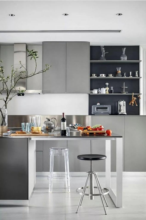 Yasinet Grey Peel and Stick Wallpaper, Self Adhesive Solid Color Removable Matte Gray Decorative Vinyl Film